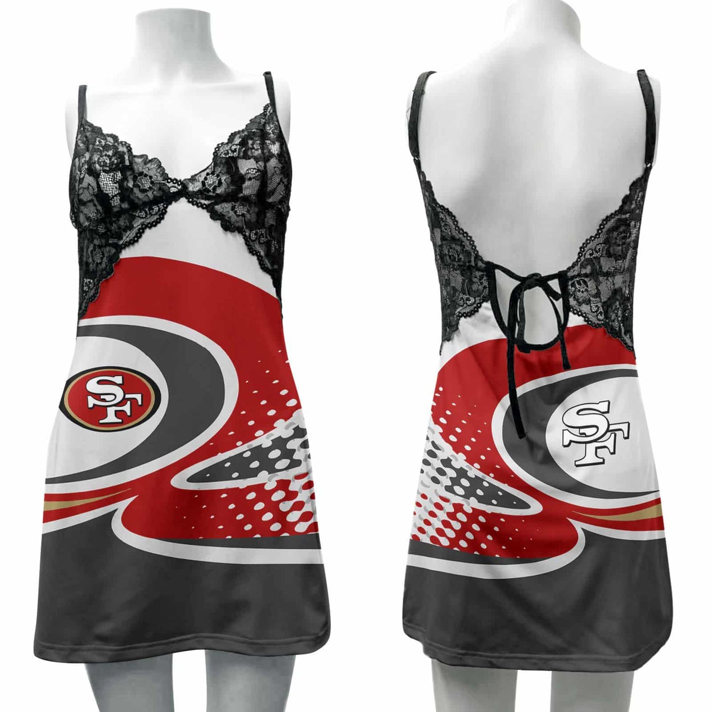 San Francisco 49ers Lace Back Strap Slip Dress 151