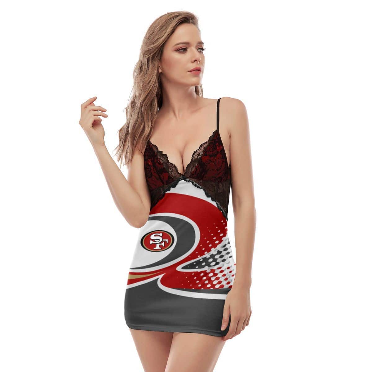 San Francisco 49ers Lace Back Strap Slip Dress 151