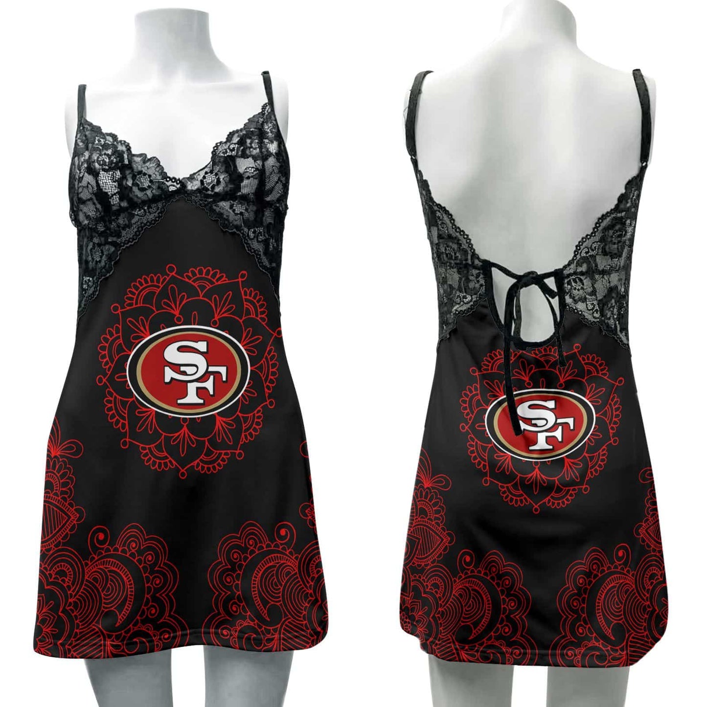 San Francisco 49ers Lace Back Strap Slip Dress 209