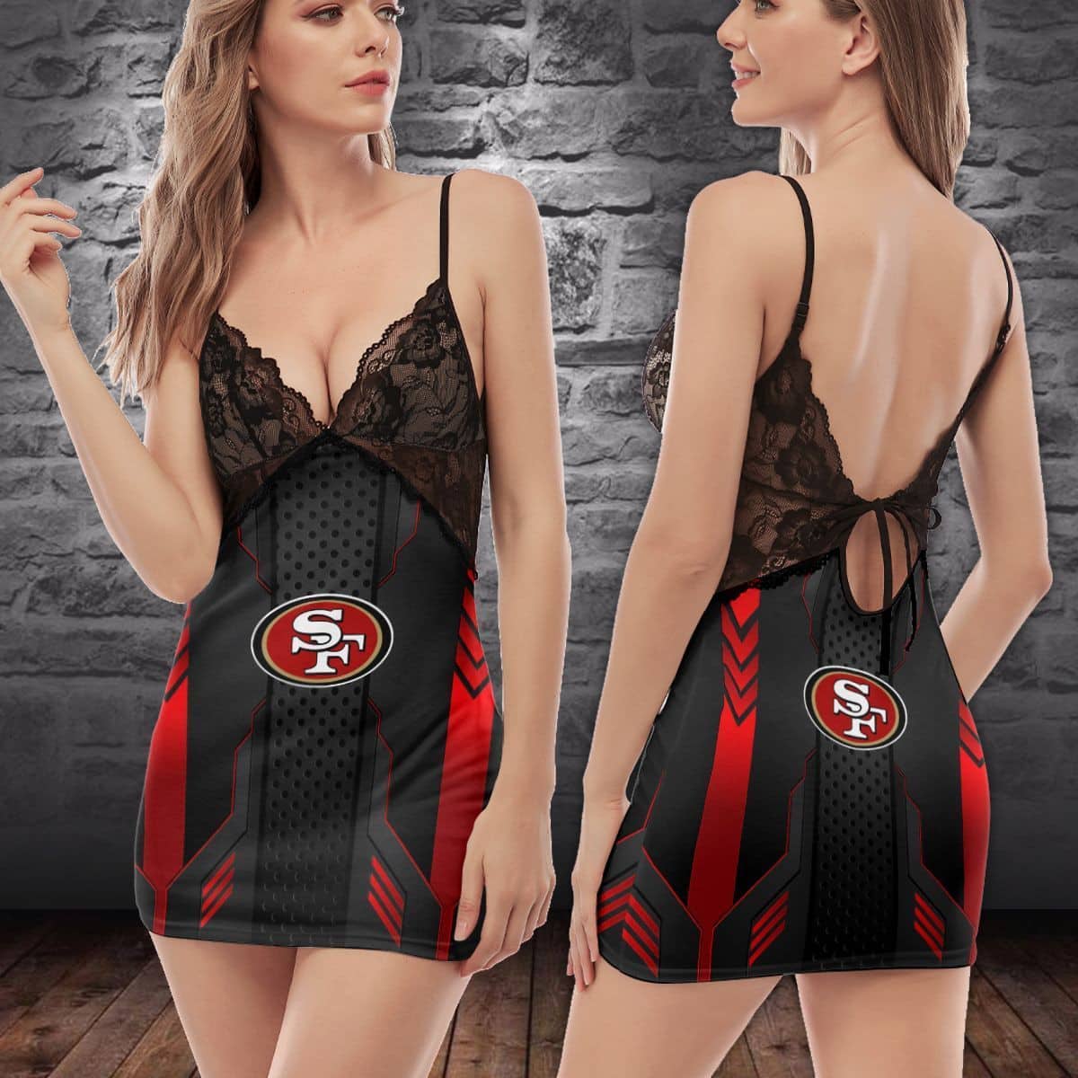 San Francisco 49ers Lace Back Strap Slip Dress 237-2