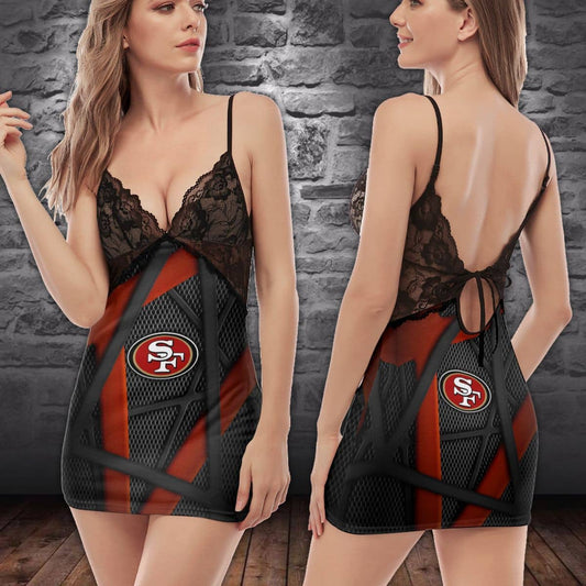 San Francisco 49ers Lace Back Strap Slip Dress 260