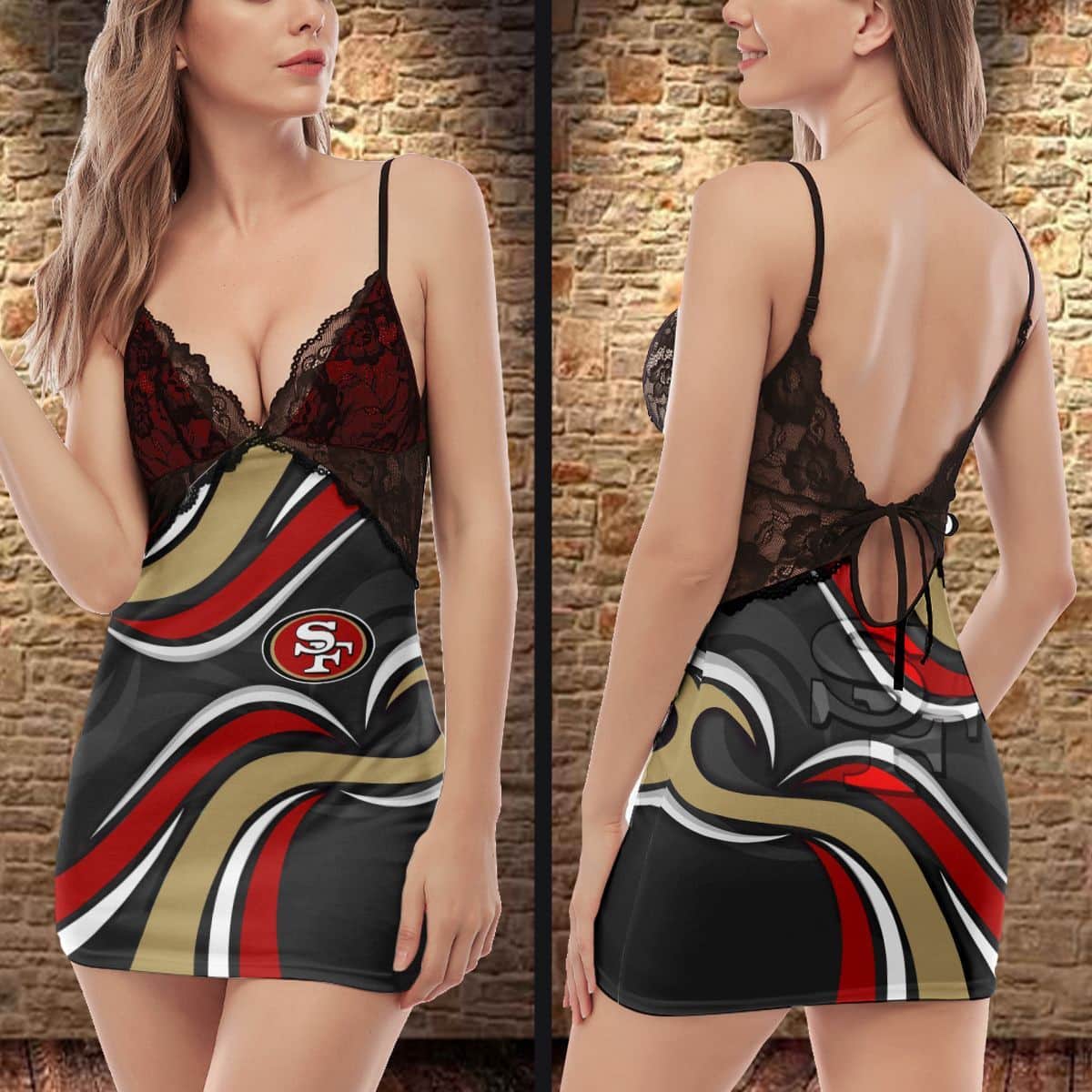 San Francisco 49ers Lace Back Strap Slip Dress 271
