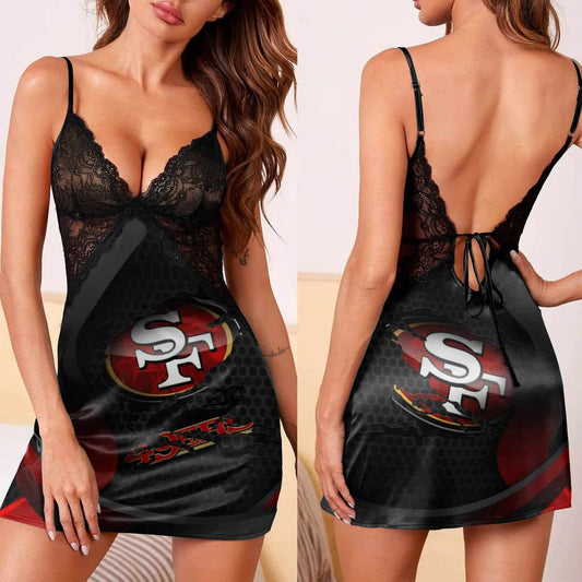San Francisco 49ers Lace Back Strap Slip Dress 286