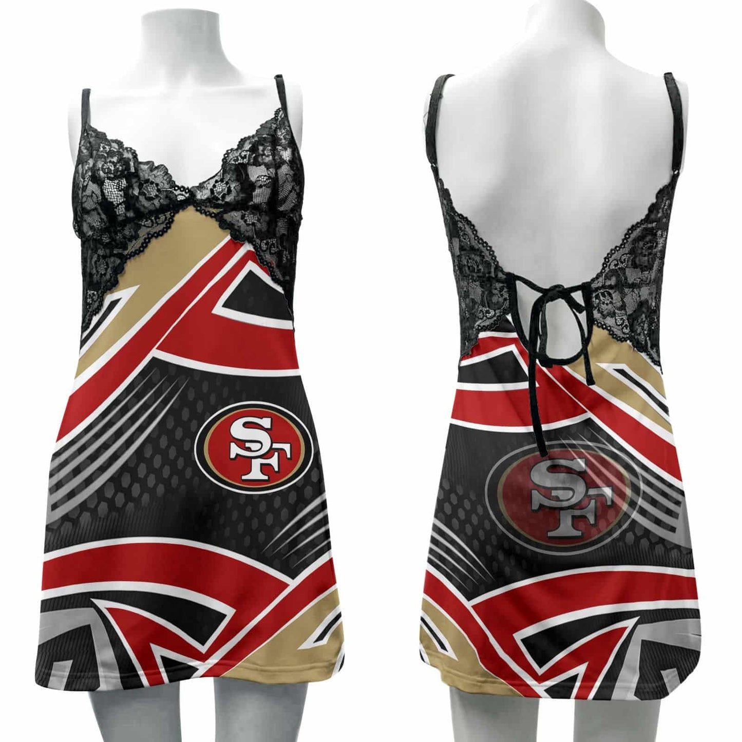 San Francisco 49ers Lace Back Strap Slip Dress 297