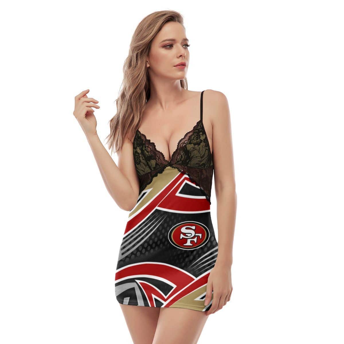 San Francisco 49ers Lace Back Strap Slip Dress 297