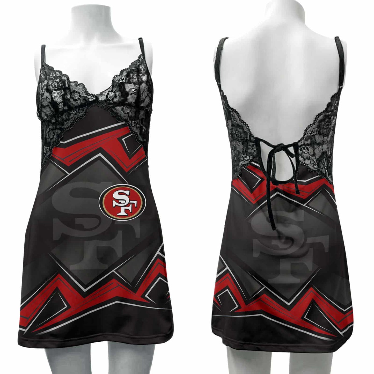 San Francisco 49ers Lace Back Strap Slip Dress 326