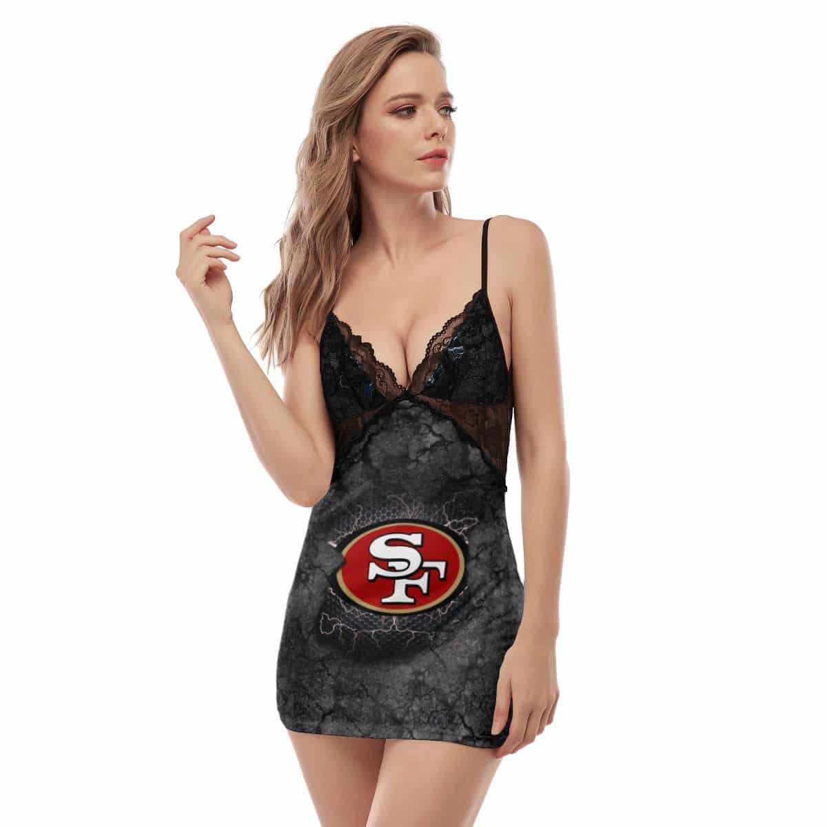 San Francisco 49ers Lace Back Strap Slip Dress 336