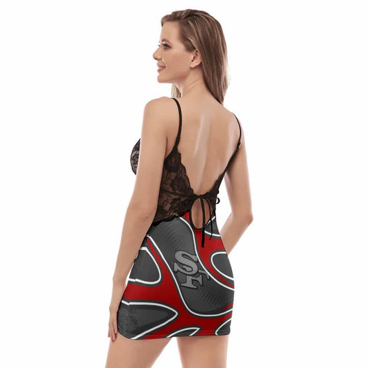 San Francisco 49ers Lace Back Strap Slip Dress 374