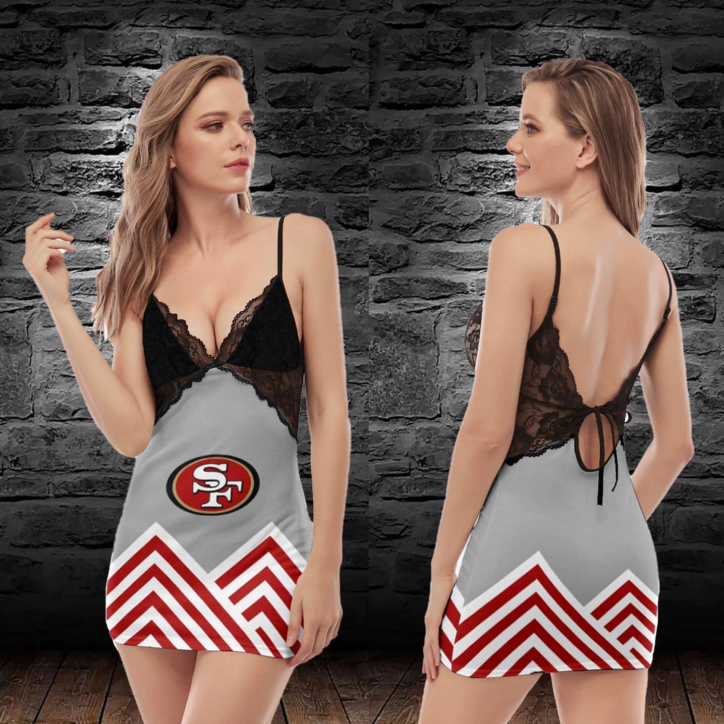 San Francisco 49ers Lace Back Strap Slip Dress 381