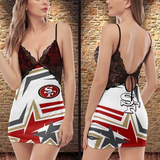 San Francisco 49ers Lace Back Strap Slip Dress 390