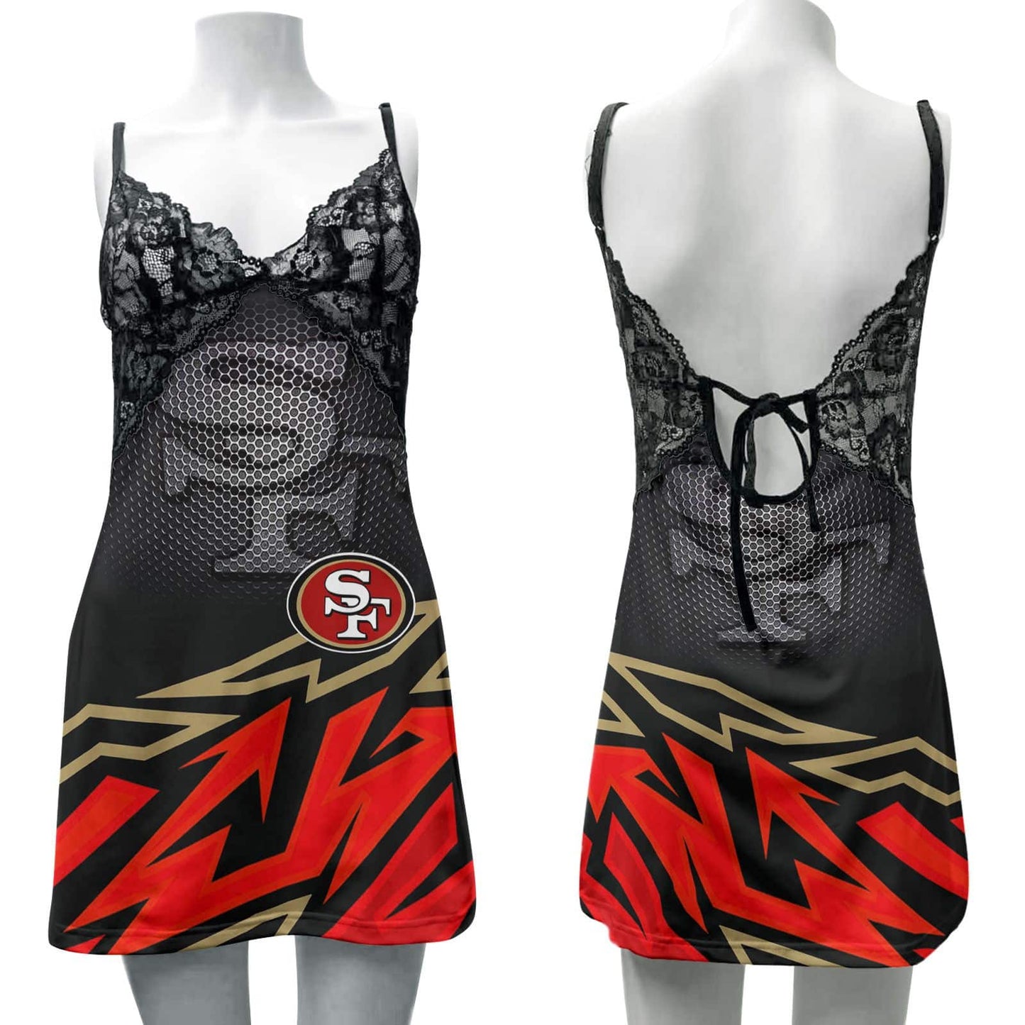 San Francisco 49ers Lace Back Strap Slip Dress 393