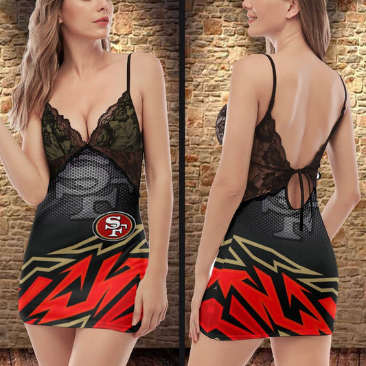 San Francisco 49ers Lace Back Strap Slip Dress 393