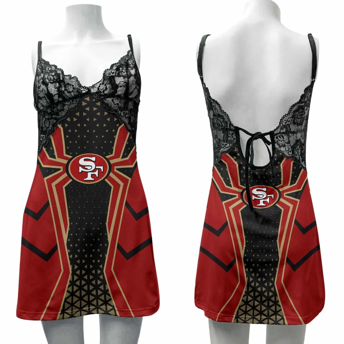 San Francisco 49ers Lace Back Strap Slip Dress 418
