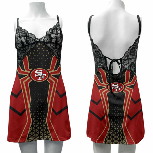San Francisco 49ers Lace Back Strap Slip Dress 418