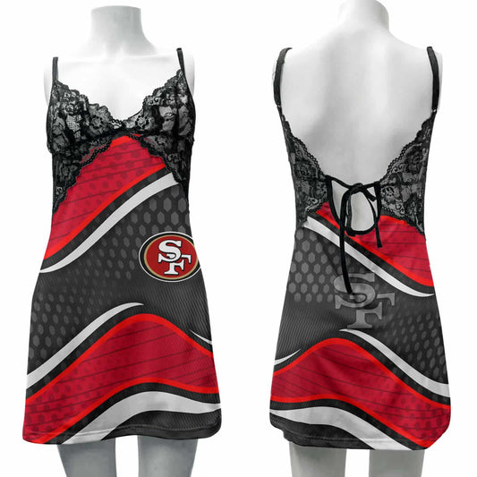 San Francisco 49ers Lace Back Strap Slip Dress 424