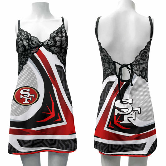 San Francisco 49ers Lace Back Strap Slip Dress 435