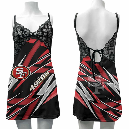 San Francisco 49ers Lace Back Strap Slip Dress 446