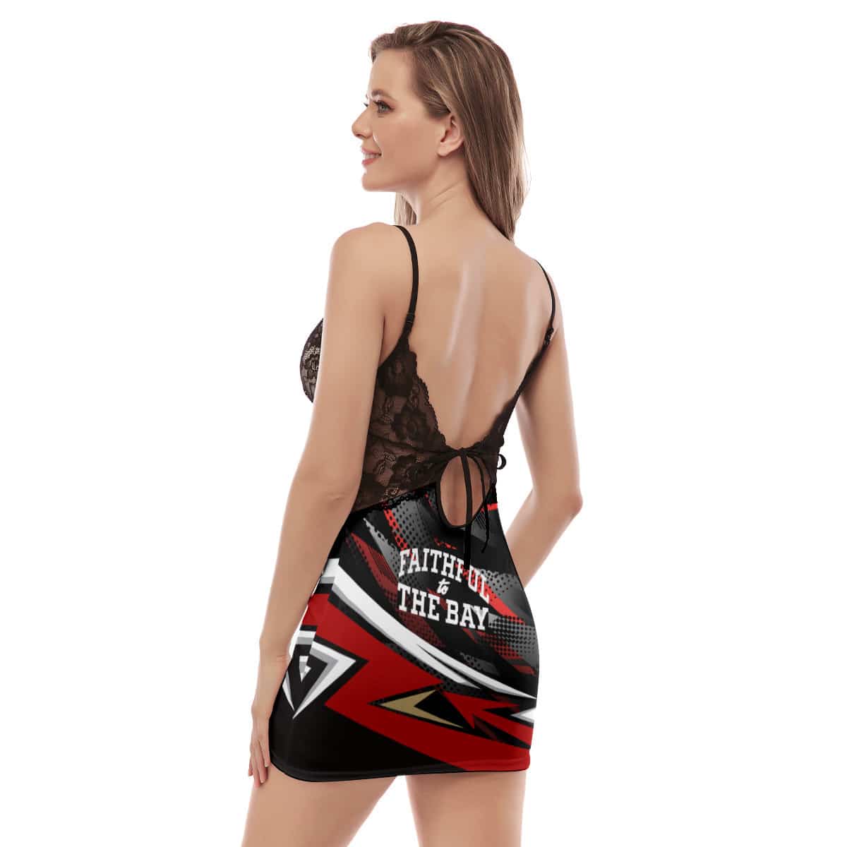 San Francisco 49ers Lace Back Strap Slip Dress 455