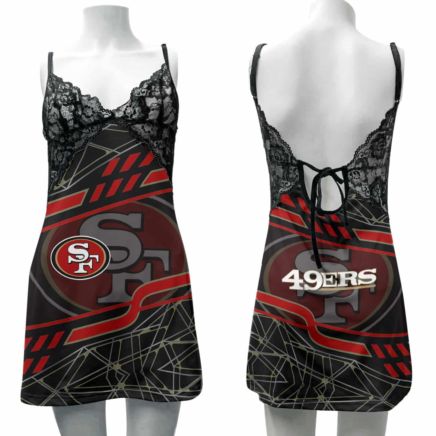San Francisco 49ers Lace Back Strap Slip Dress 461