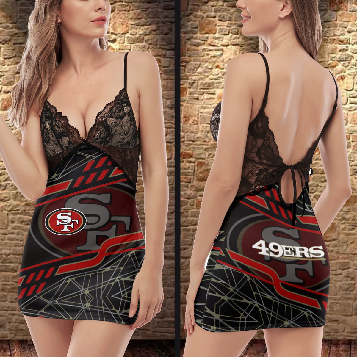 San Francisco 49ers Lace Back Strap Slip Dress 461