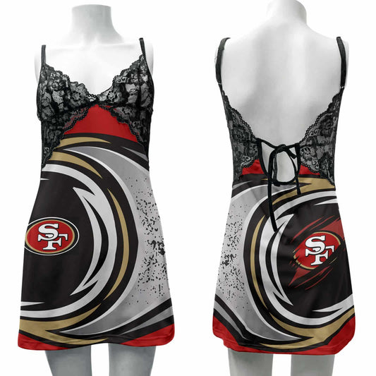San Francisco 49ers Lace Back Strap Slip Dress 78