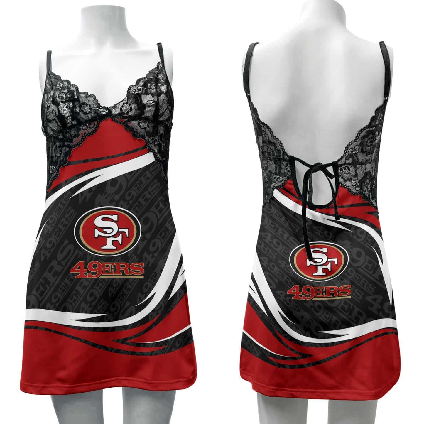 San Francisco 49ers Lace Back Strap Slip Dress 91
