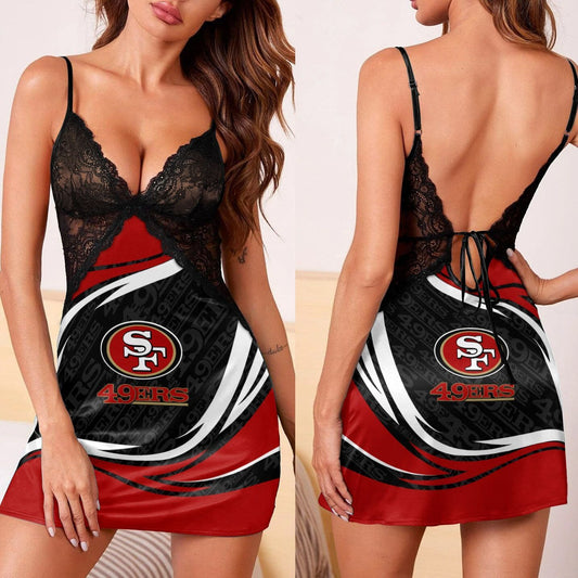 San Francisco 49ers Lace Back Strap Slip Dress 91