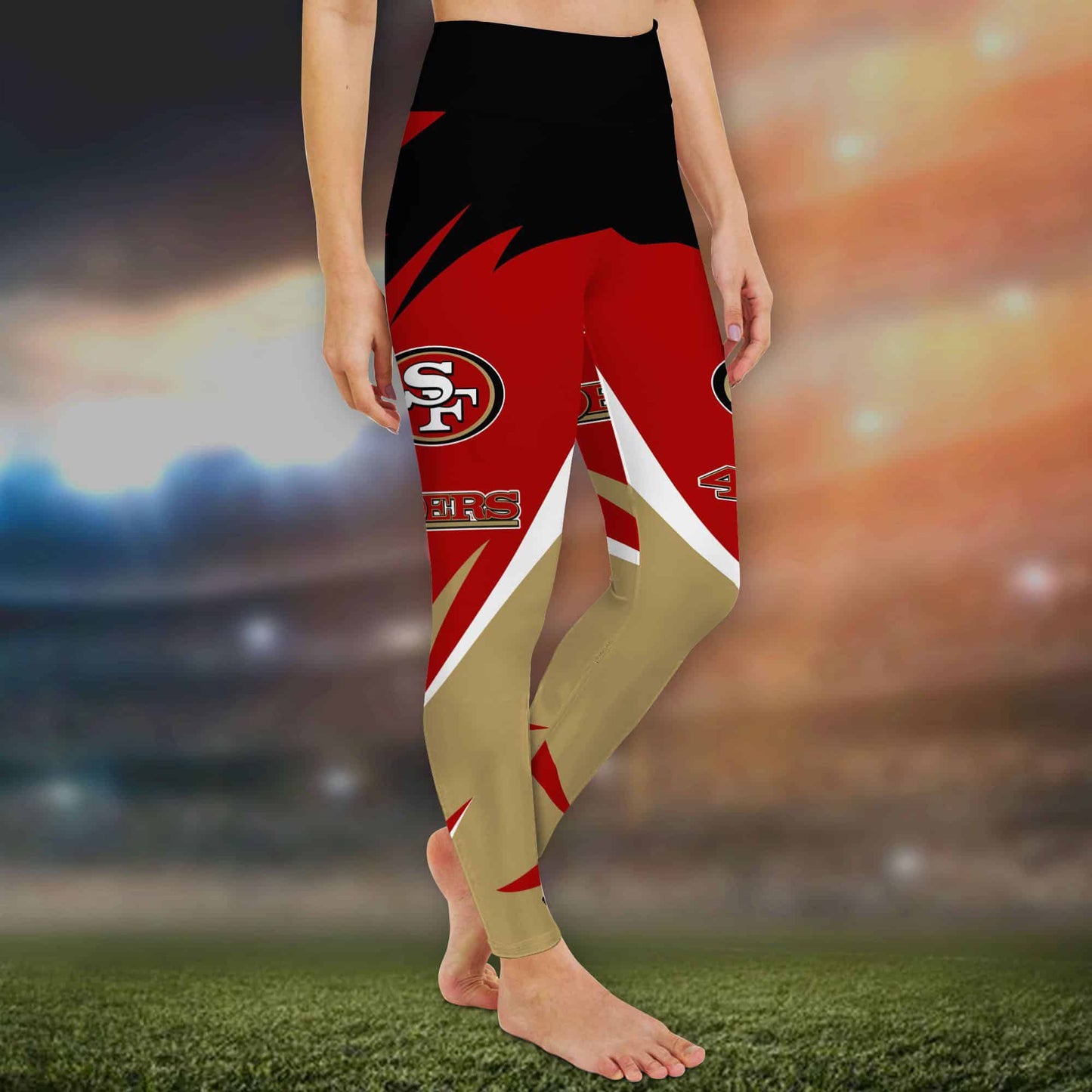 San Francisco 49ers Leggings And Criss Cross Tank Top BG98