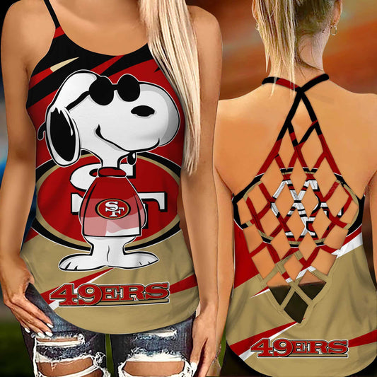 San Francisco 49ers Leggings And Criss Cross Tank Top BG98