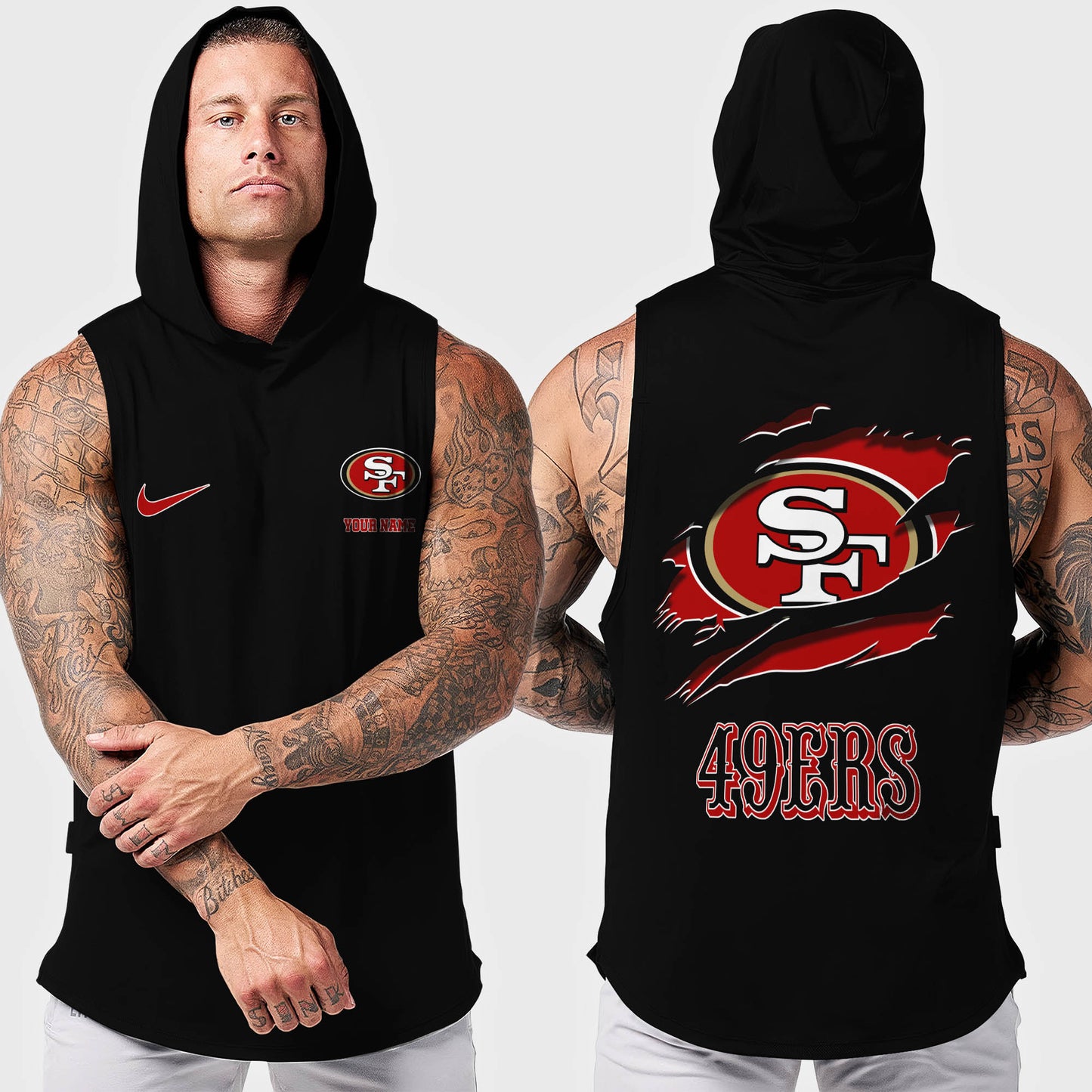 San Francisco 49ers Men Workout Hooded Tank Top AZMGSH028