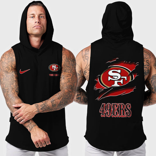 San Francisco 49ers Men Workout Hooded Tank Top AZMGSH028