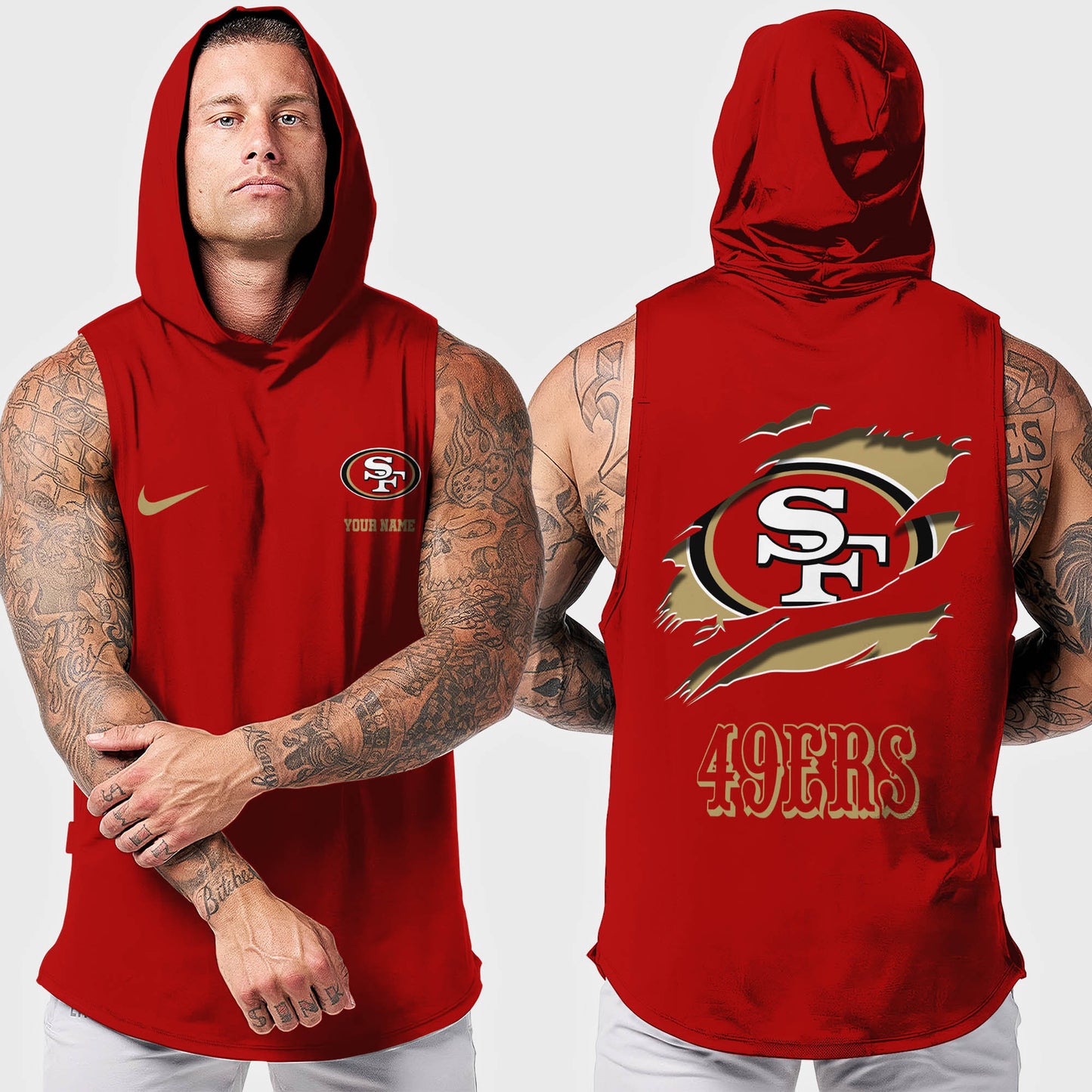 San Francisco 49ers Men Workout Hooded Tank Top AZMGSH028