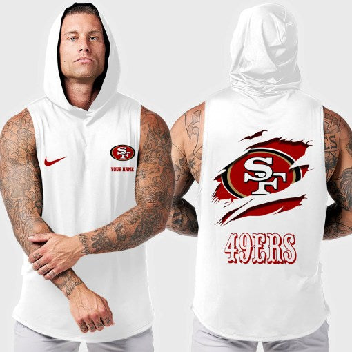 San Francisco 49ers Men Workout Hooded Tank Top AZMGSH028