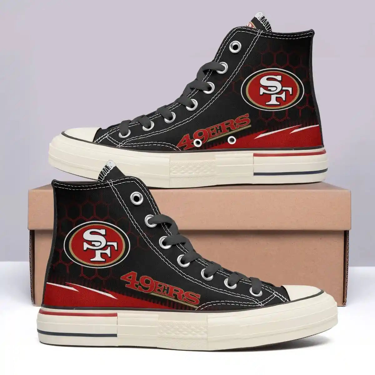 San Francisco 49ers New High Top Canvas Shoes 01
