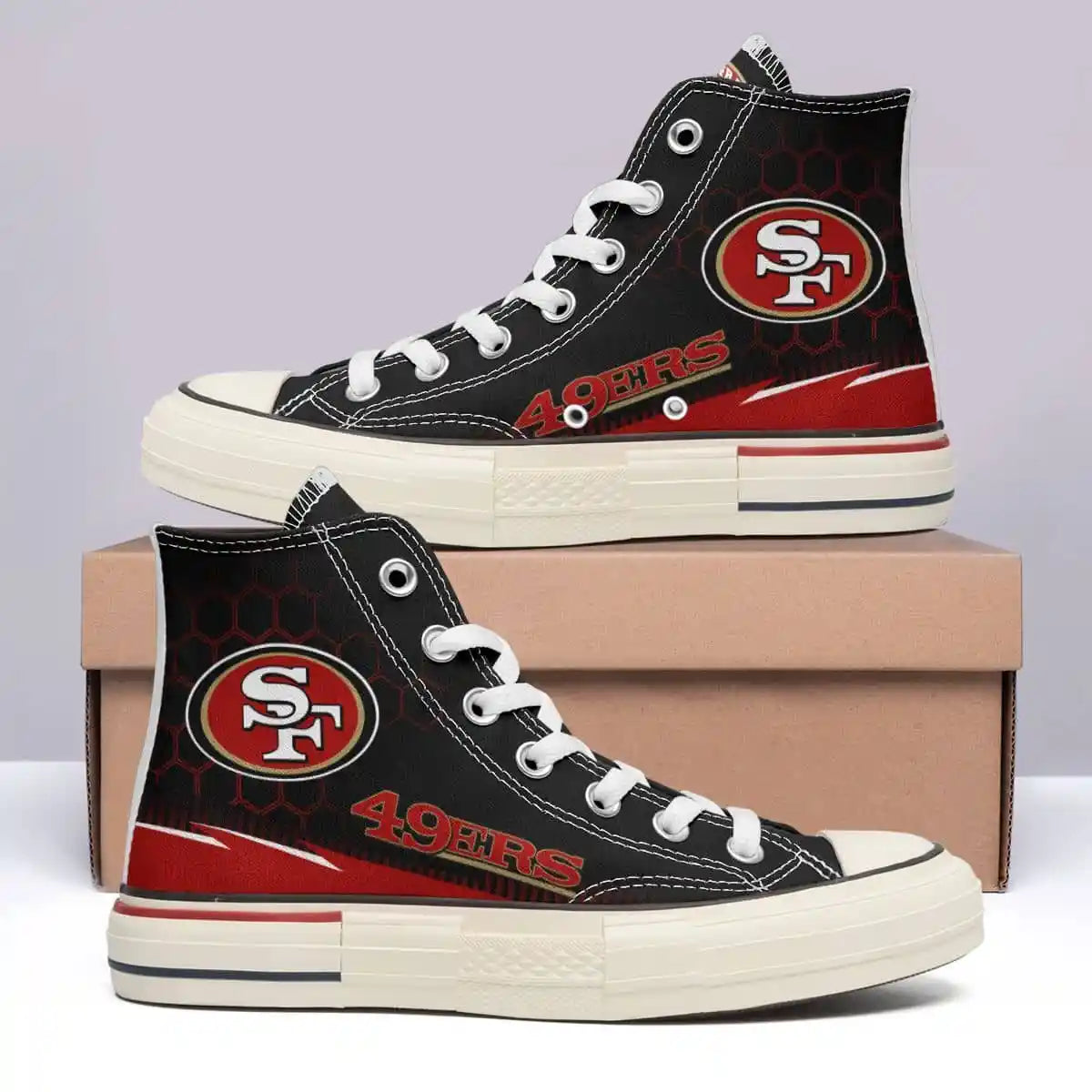 San Francisco 49ers New High Top Canvas Shoes 01