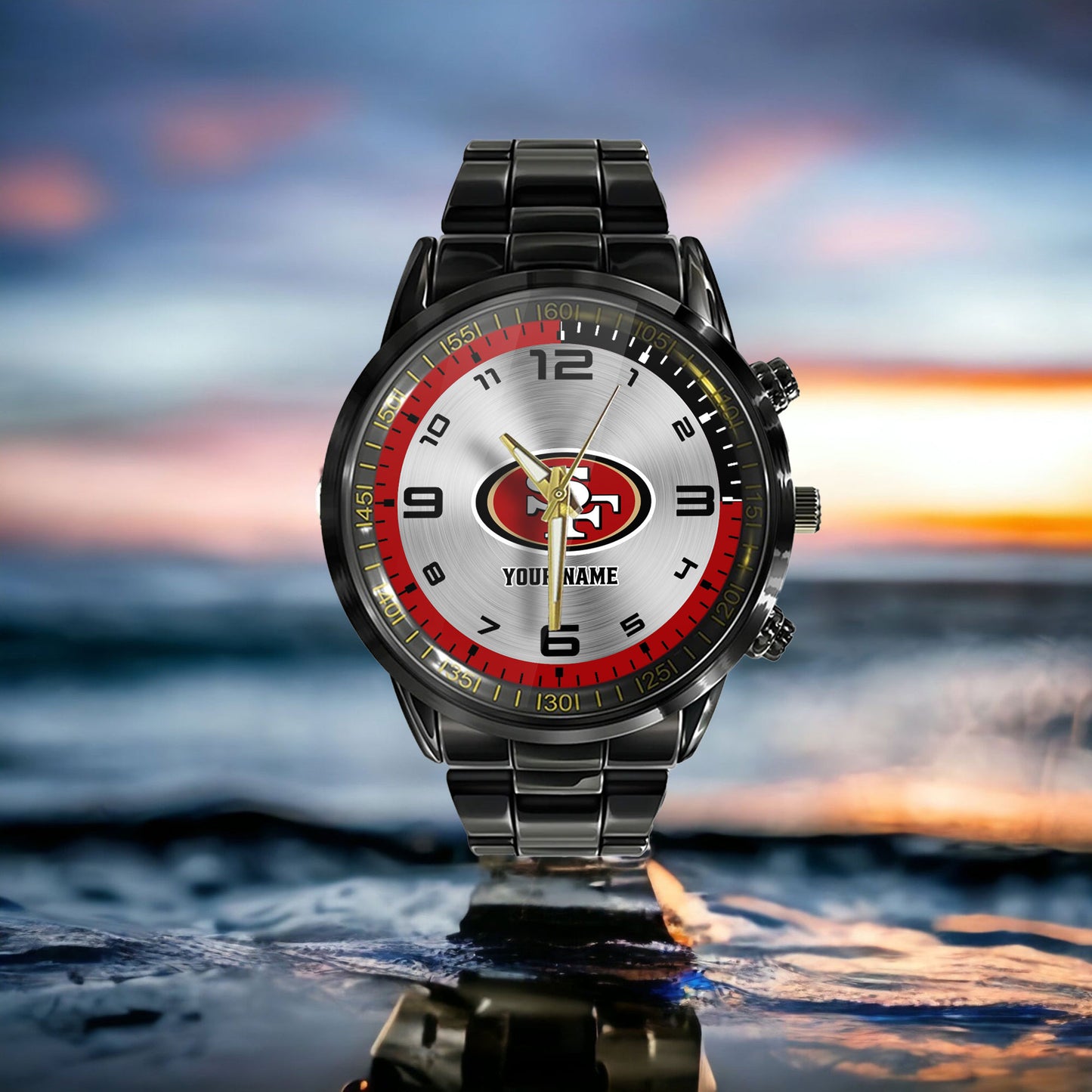 San Francisco 49ers Black Fashion Watch Gifts For Sport Fans AZWATCH028