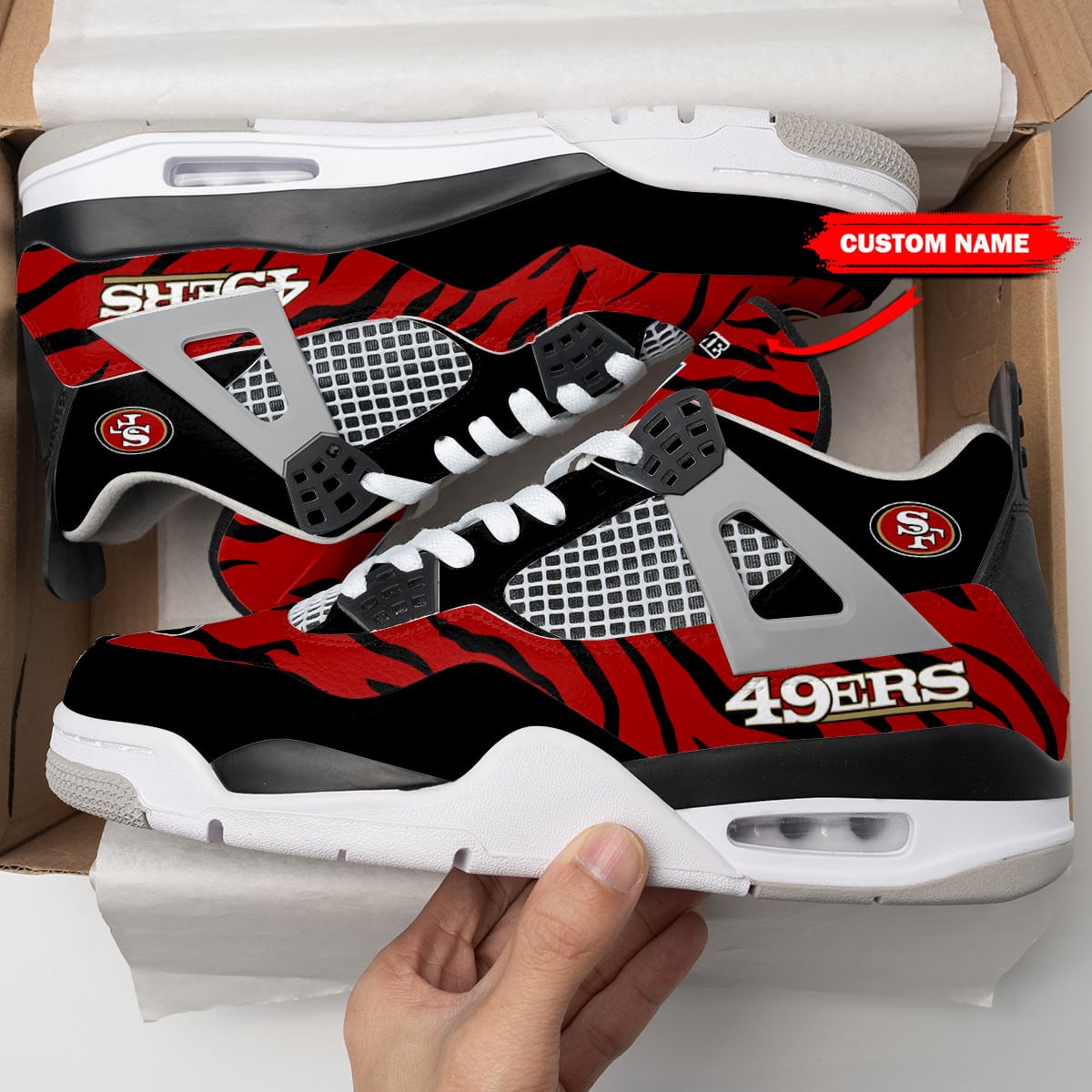 San Francisco 49ers Personalized AJ4 Sneaker BG131