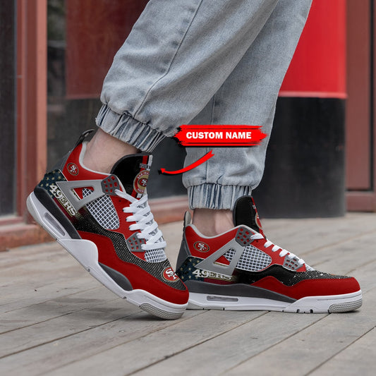San Francisco 49ers Personalized AJ4 Sneaker BG168