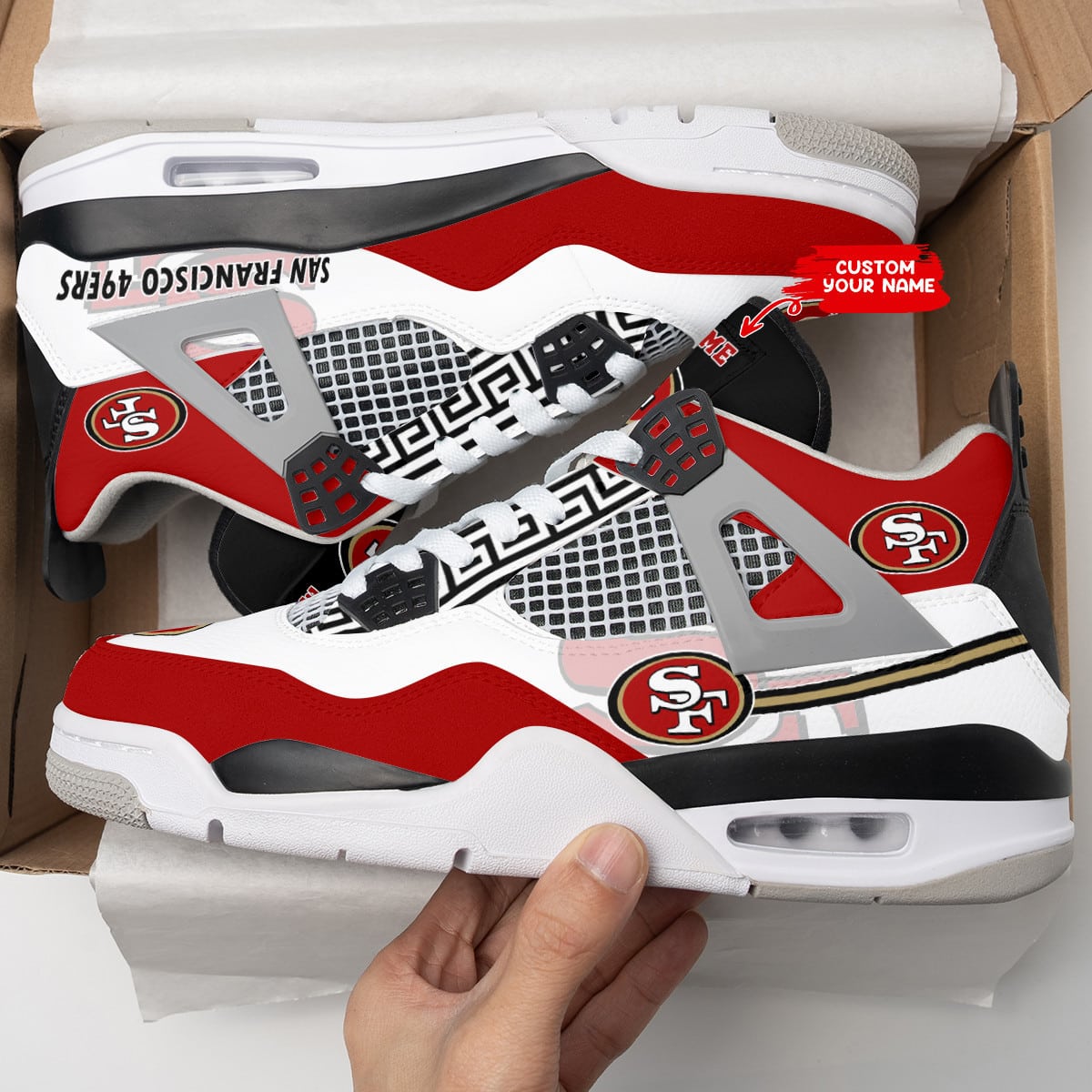 San Francisco 49ers Personalized AJ4 Sneaker BG231