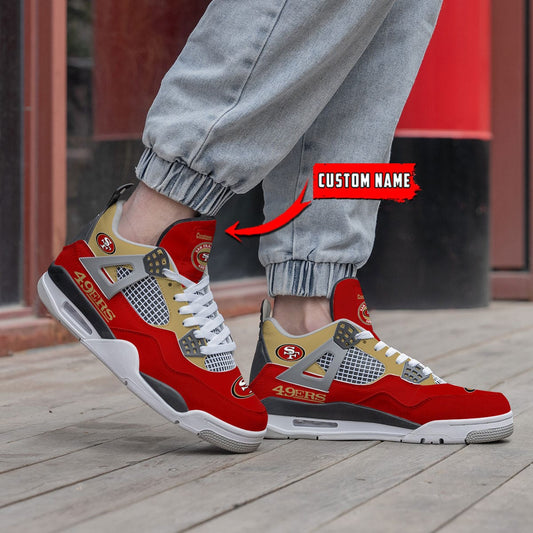 San Francisco 49ers Personalized AJ4 Sneaker BG40