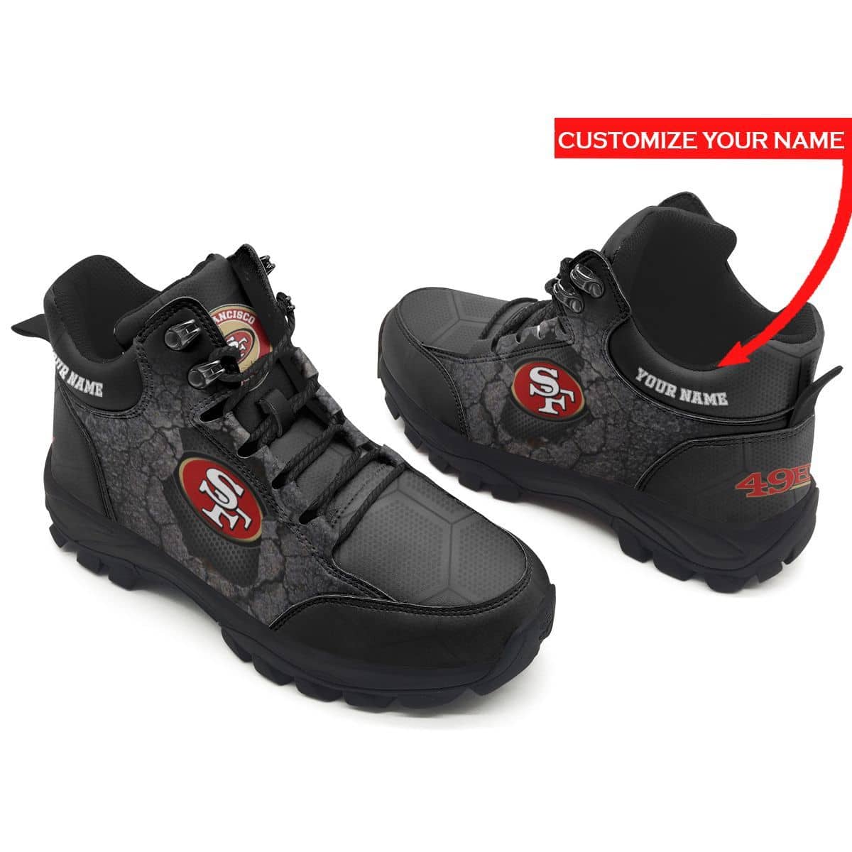 San Francisco 49ers Personalized Hiking Shoes 42