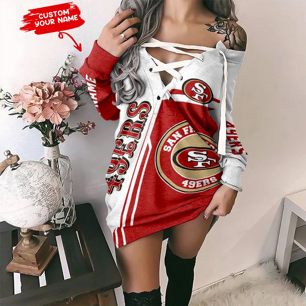San Francisco 49ers Personalized Lace-Up Sweatshirt BG15