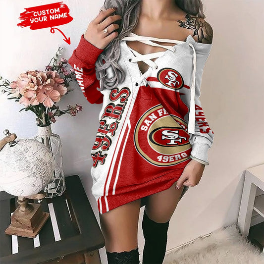 San Francisco 49ers Personalized Lace-Up Sweatshirt BG15