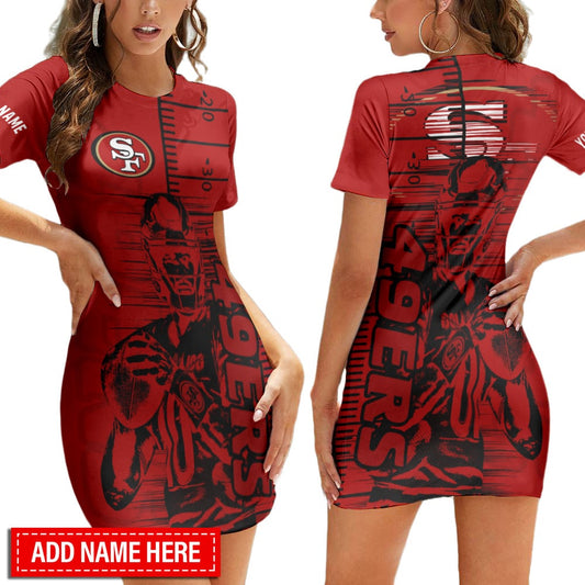 San Francisco 49ers Personalized Short Sleeve Bodycon Mini Dress BG376
