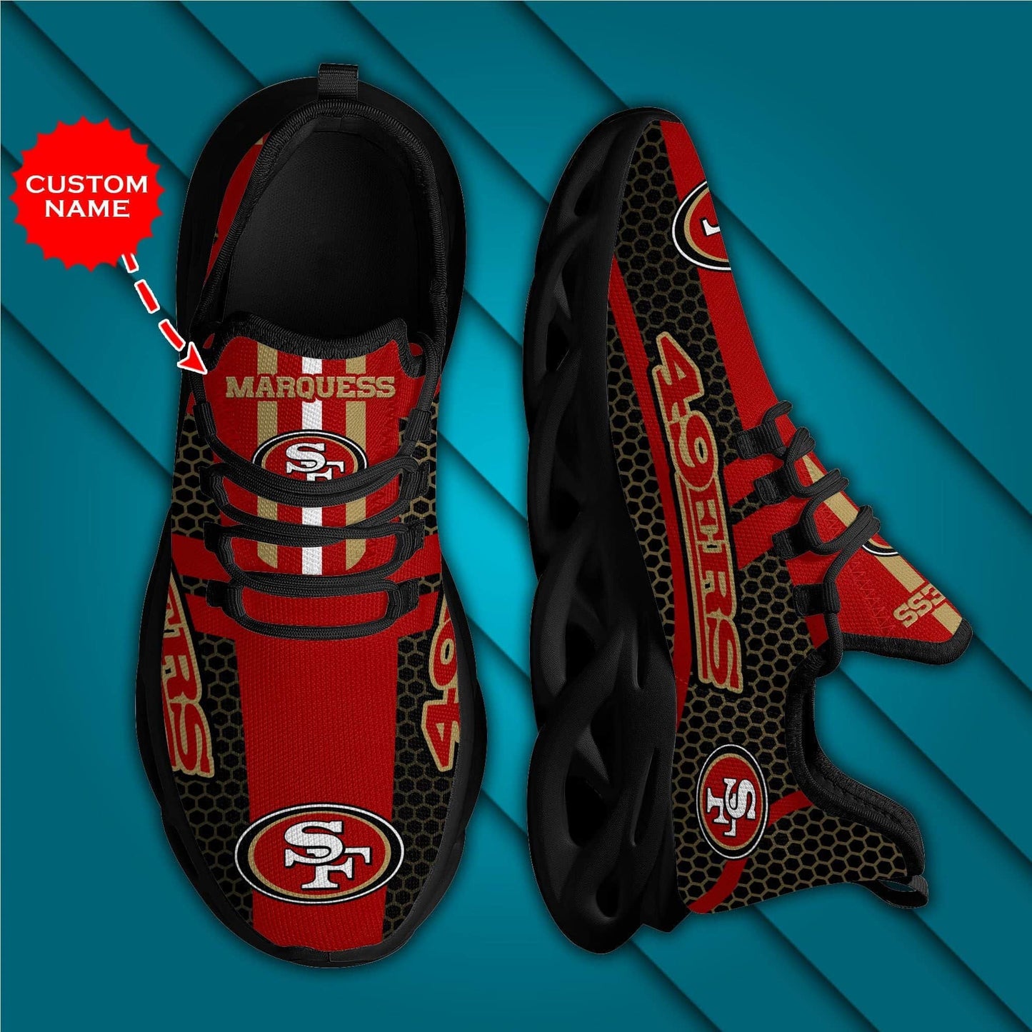 San Francisco 49ers Shoes Clunky Sneakers Luxury NFL Custom name