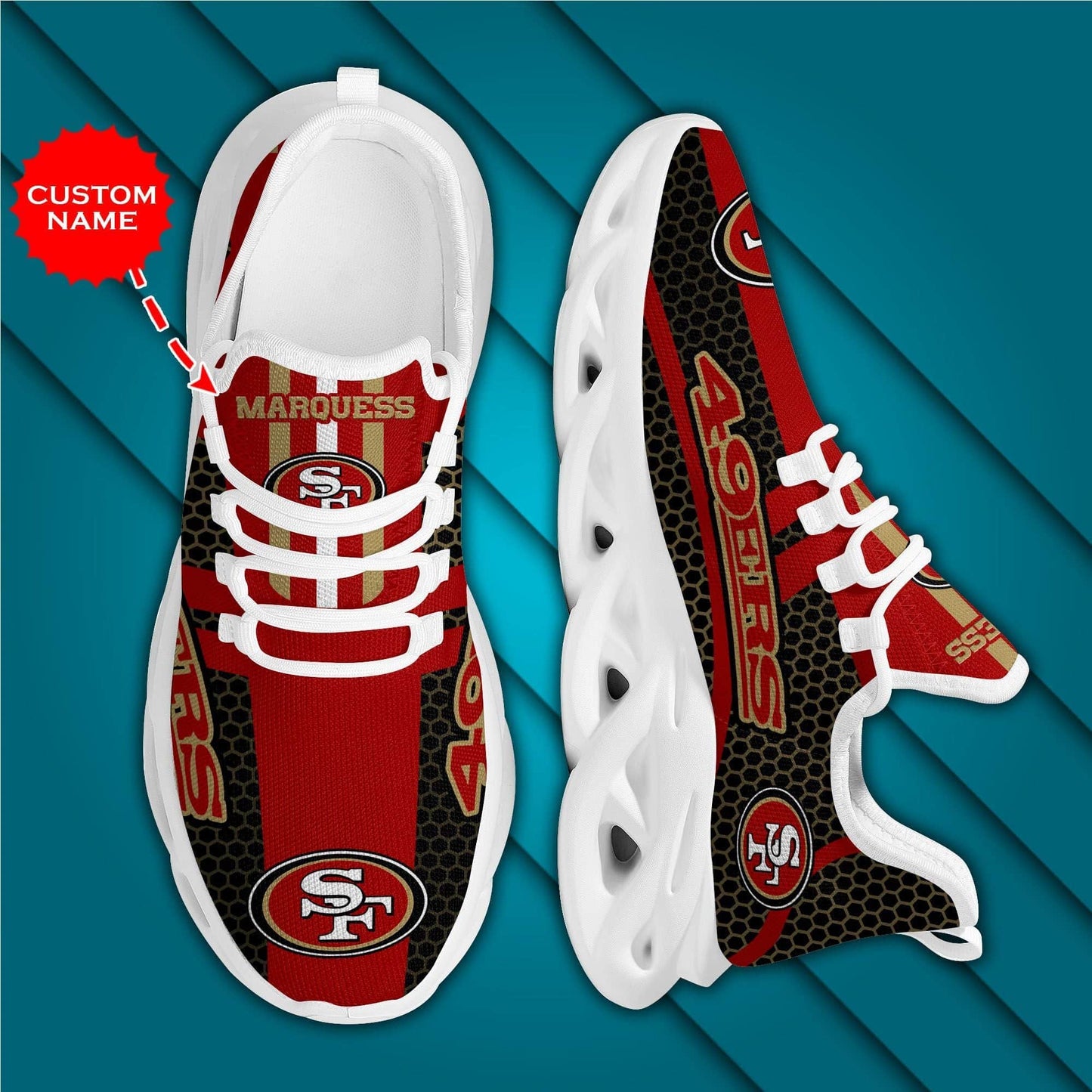 San Francisco 49ers Shoes Clunky Sneakers Luxury NFL Custom name