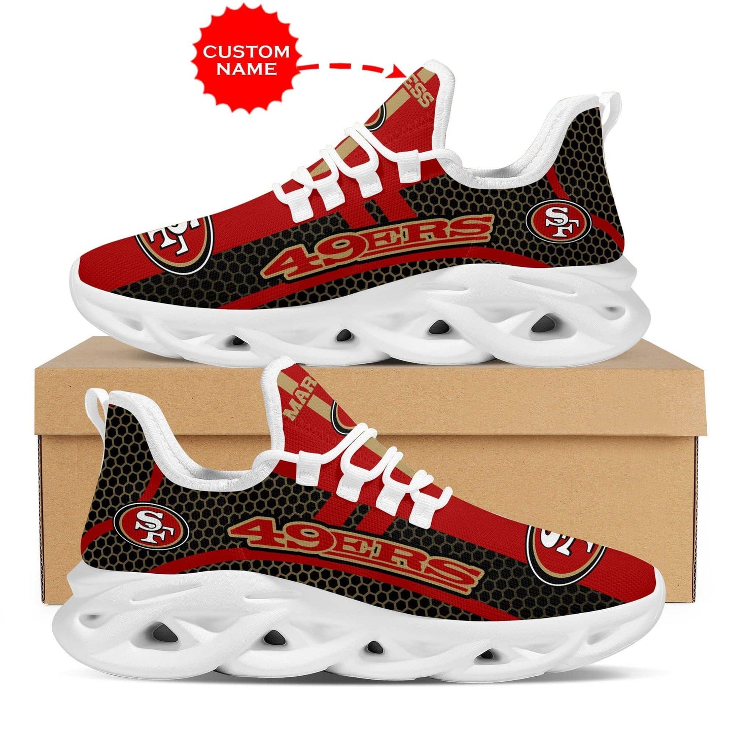 San Francisco 49ers Shoes Clunky Sneakers Luxury NFL Custom name