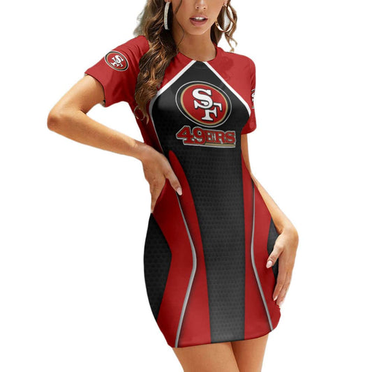 San Francisco 49ers Short Sleeve Bodycon Mini Dress BG221