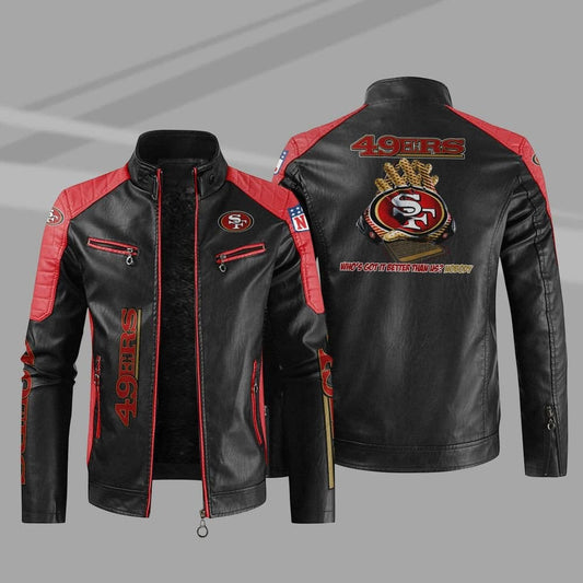 San Francisco 49ers Stand Collar Leather Jacket BG20
