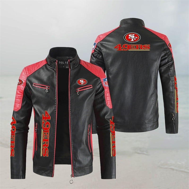 San Francisco 49ers Stand Collar Leather Jacket BG45